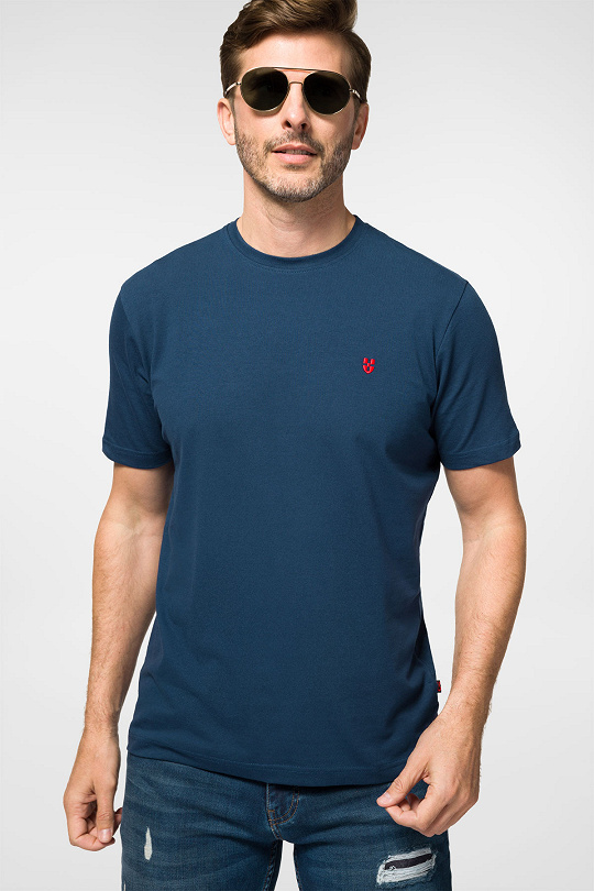 T-shirt Ciemnoniebieski z Haftem Bawełniany PM2