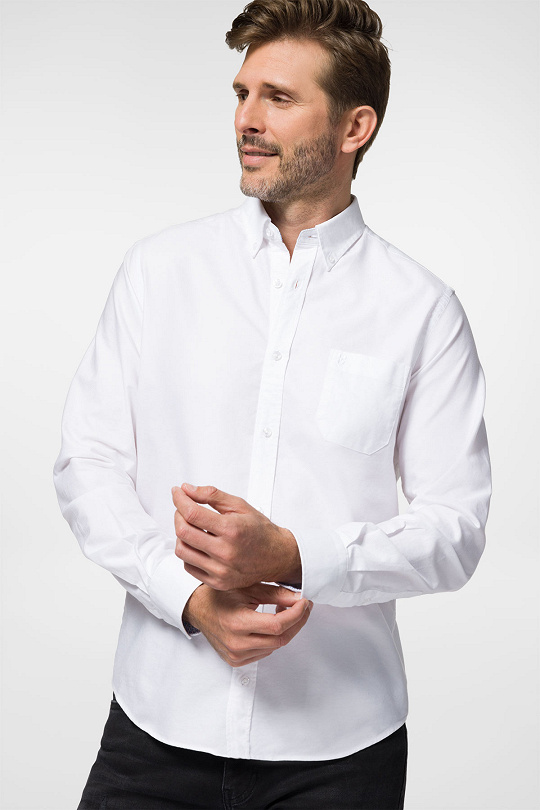 Koszula Biała z Bawełny z Długim Rękawem PM38